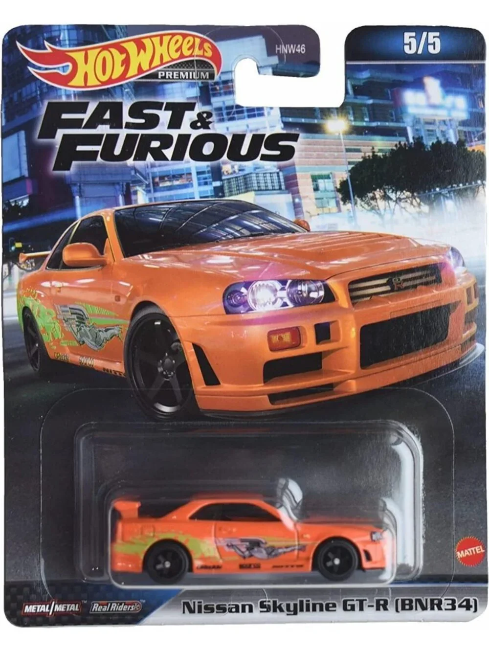 Fast & Furious Nissan Skyline GT-R Diecast Car - Hot Wheels Collectible, Orange